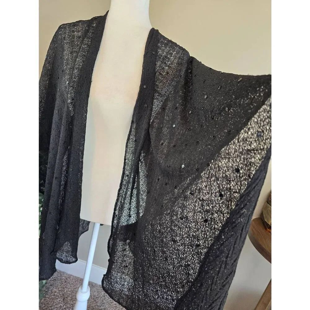 Shawl Black Lace with Sequin Accents - Picture 4 of 4